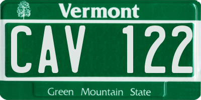 VT license plate CAV122