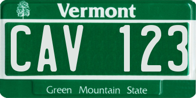 VT license plate CAV123