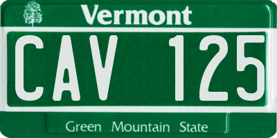 VT license plate CAV125