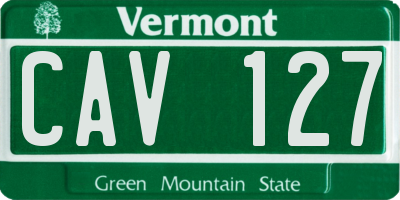 VT license plate CAV127