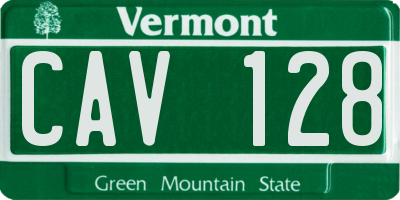 VT license plate CAV128