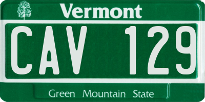 VT license plate CAV129