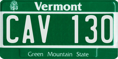 VT license plate CAV130