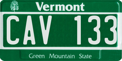 VT license plate CAV133