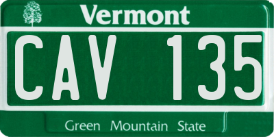 VT license plate CAV135