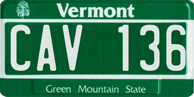 VT license plate CAV136