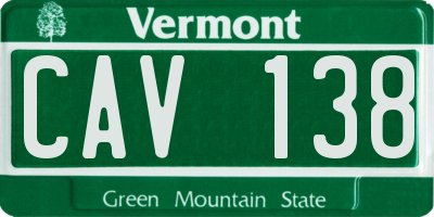 VT license plate CAV138