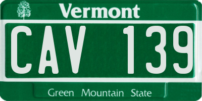 VT license plate CAV139