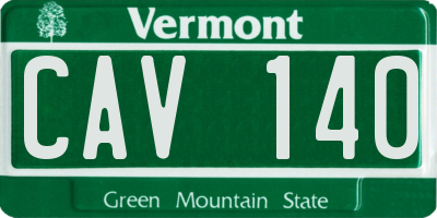 VT license plate CAV140