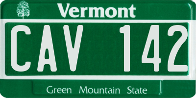 VT license plate CAV142