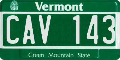 VT license plate CAV143