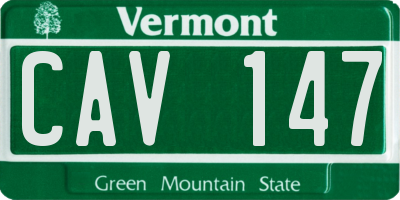 VT license plate CAV147