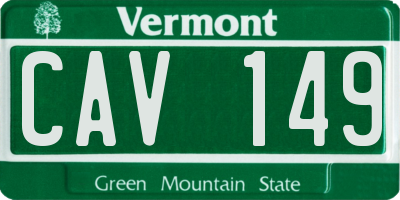 VT license plate CAV149