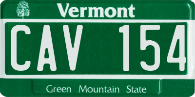 VT license plate CAV154