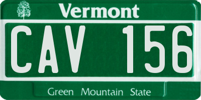 VT license plate CAV156