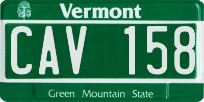 VT license plate CAV158