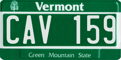 VT license plate CAV159