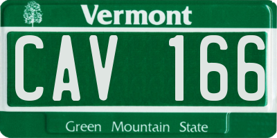 VT license plate CAV166