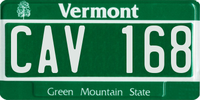 VT license plate CAV168