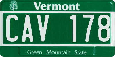 VT license plate CAV178