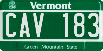 VT license plate CAV183