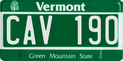 VT license plate CAV190