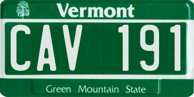 VT license plate CAV191