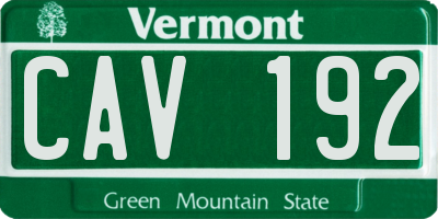 VT license plate CAV192
