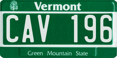 VT license plate CAV196