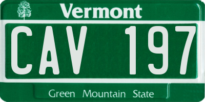 VT license plate CAV197