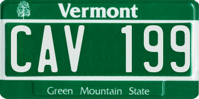 VT license plate CAV199