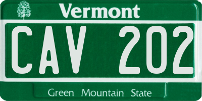 VT license plate CAV202