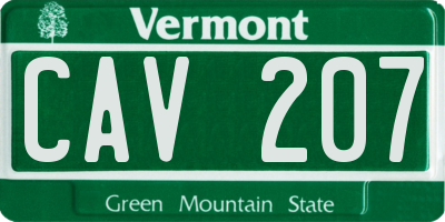 VT license plate CAV207