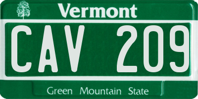 VT license plate CAV209