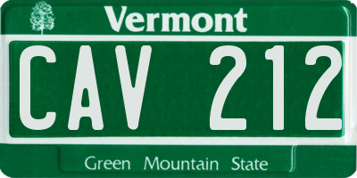 VT license plate CAV212