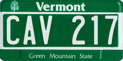 VT license plate CAV217