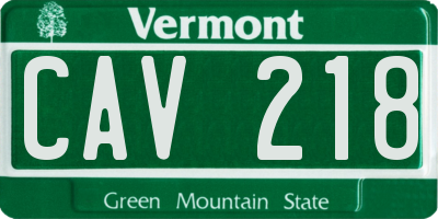 VT license plate CAV218