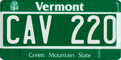 VT license plate CAV220