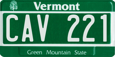 VT license plate CAV221