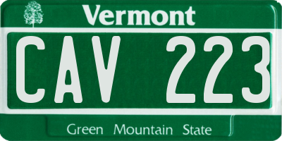 VT license plate CAV223