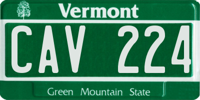 VT license plate CAV224
