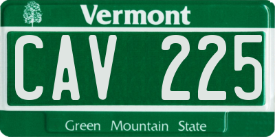 VT license plate CAV225