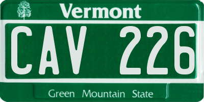 VT license plate CAV226