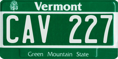 VT license plate CAV227