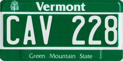 VT license plate CAV228