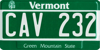 VT license plate CAV232
