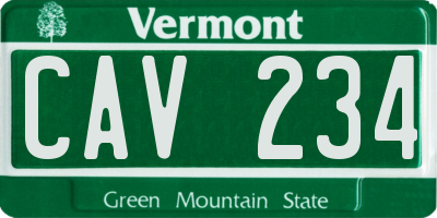 VT license plate CAV234