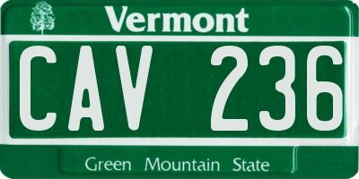 VT license plate CAV236