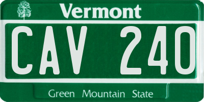 VT license plate CAV240
