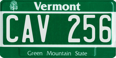 VT license plate CAV256
